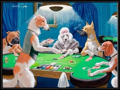 Собаки играют в карты за столом оригинал