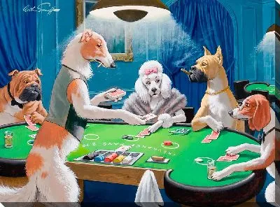 Собаки играют в карты за столом оригинал