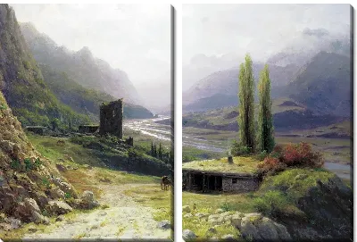 Картина Кавказское ущелье (Caucasian gorge)