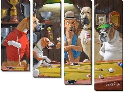 Картина Собаки играют в бильярд