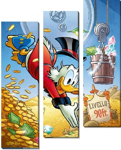 Модульная картина Золотой Скрудж Макдак с долларами