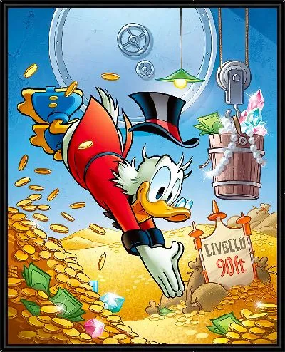 Картина Золотой Скрудж Макдак с долларами