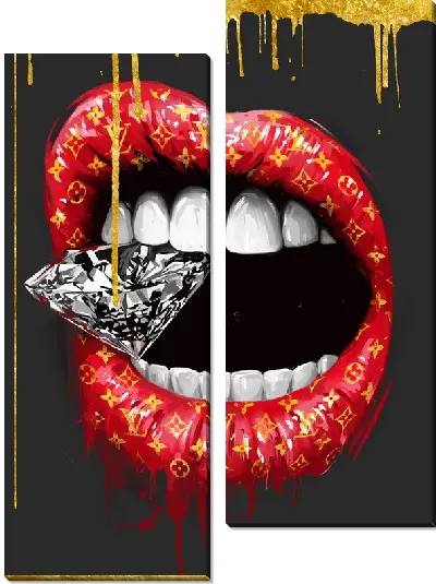 Модульная картина Губы и алмаз