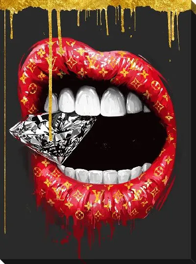 Картина маслом Губы и алмаз