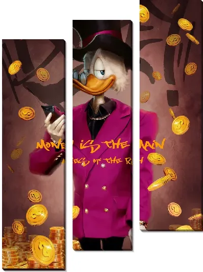 Модульная картина Дональд Дак и монеты