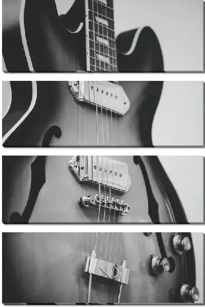 Модульная картина Рок гитара в черно-белых тонах