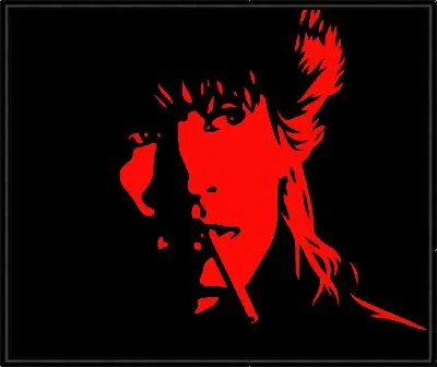 Портрет Виктора Цоя в красно-черных тонах