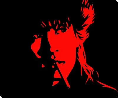 Портрет Виктора Цоя в красно-черных тонах