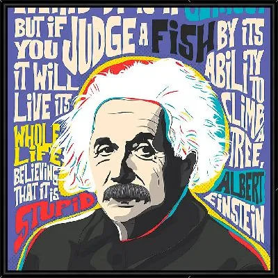 Картина Альберт Эйнштейн на фоне надписей