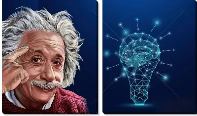 Модульная картина Эйнштейн и лампочка