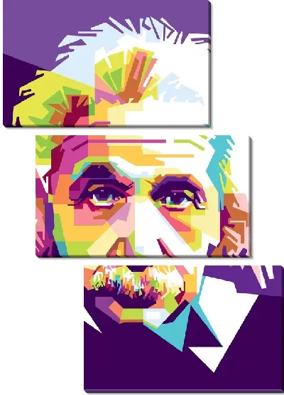 Модульная картина Портрет Эйнштейна в стиле поп-арт на фиолетовом фоне