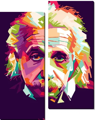 Модульная картина Портрет Эйнштейна в стиле поп-арт на темно-фиолетовом фоне