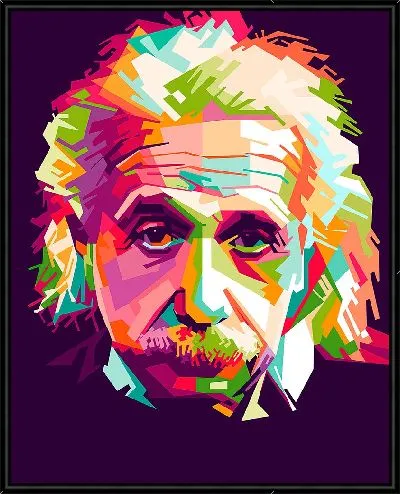 Картина Портрет Эйнштейна в стиле поп-арт на темно-фиолетовом фоне