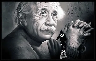 Картина Художник рисует граффити с изображением Альберта Эйнштейна