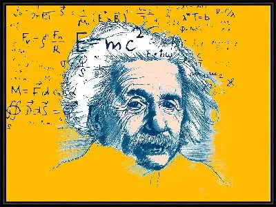 Арт-портрет Эйнштейна с формулами