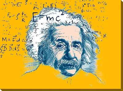 Арт-портрет Эйнштейна с формулами