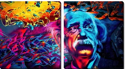 Цветной цифровой портрет Эйнштейна