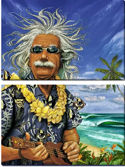 Модульная картина Альберт Эйнштейн на тропическом отсрове