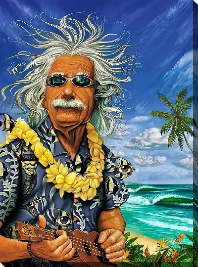 Постер Альберт Эйнштейн на тропическом отсрове