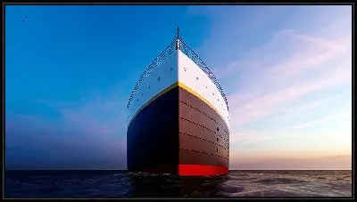 Носовая часть Титаника на фоне заката