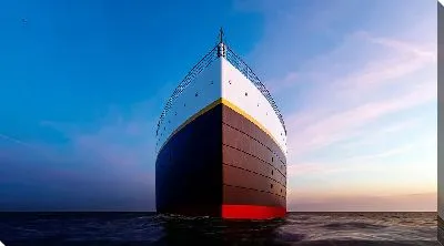 Носовая часть Титаника на фоне заката