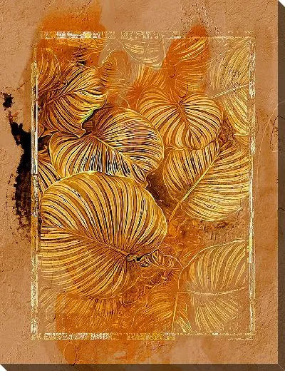 Постер Золотые листья монстеры