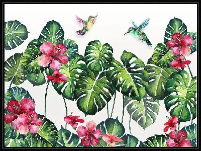 Монстера и колибри