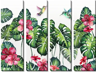 Монстера и колибри