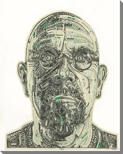 Картина маслом Голова из долларов