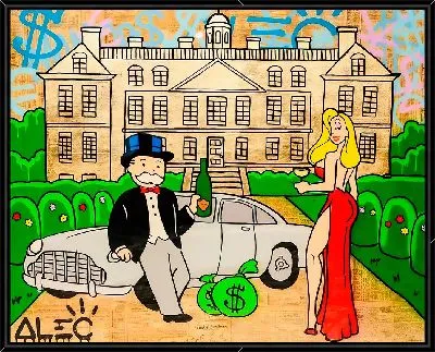 Дядюшка Пеннибэгс на фоне звоих владений