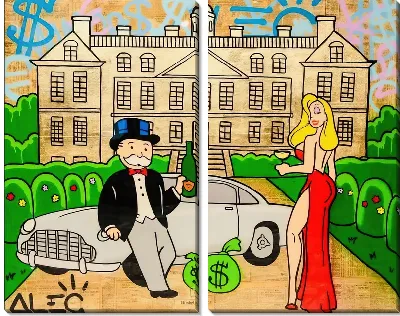 Дядюшка Пеннибэгс на фоне звоих владений