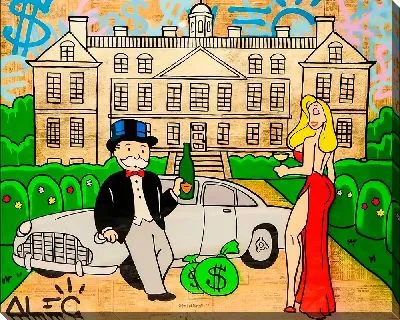 Дядюшка Пеннибэгс на фоне звоих владений