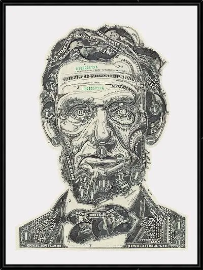 Картина Линкольн из долларов