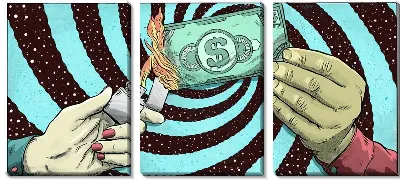 Модульная картина Сжигание доллара