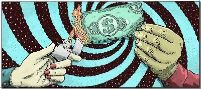 Картина маслом Сжигание доллара