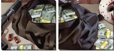 Модульная картина Мешок с долларами