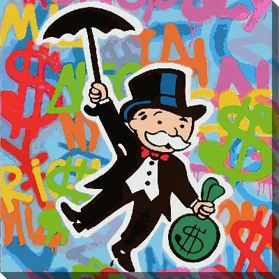 Картина Пеннибэгс летит на зонте с долларами