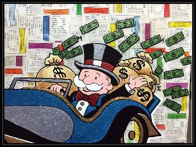 Пеннибэгс из Монополии за рулем кабриолета