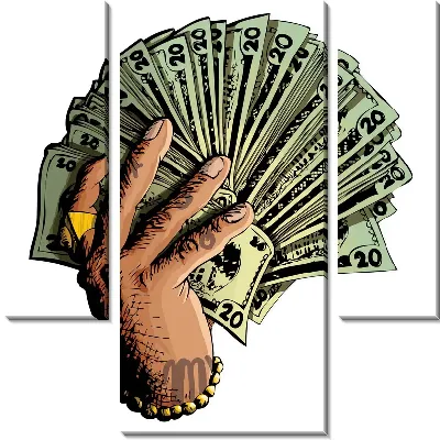 Модульная картина Веер из долларов