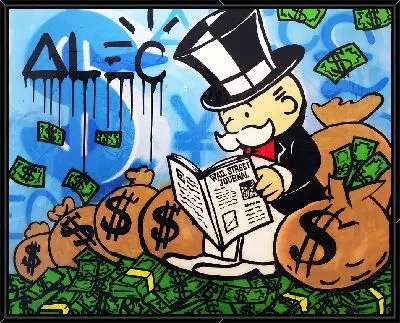 Картина Милберн Пеннибэгс сидит на мешках с деньгами