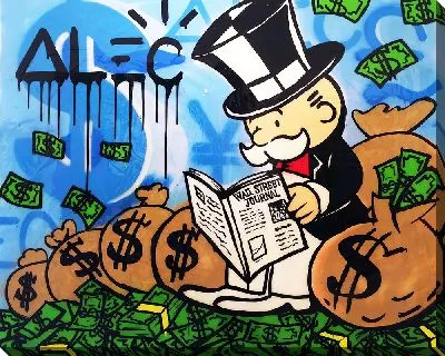 Милберн Пеннибэгс сидит на мешках с деньгами