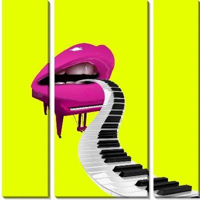 Модульная картина Клавиши фортепиано из губ