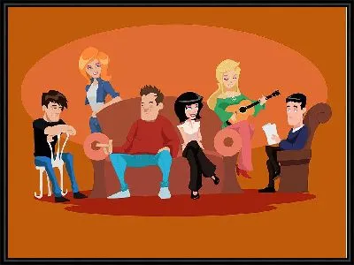 Картина Рисунок друзей в кафе