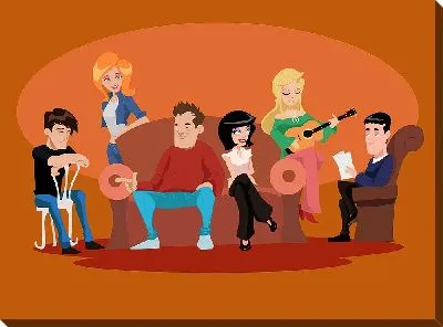 Постер Рисунок друзей в кафе