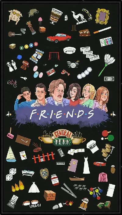 Картина Коллаж из героев и предметов сериала Друзья