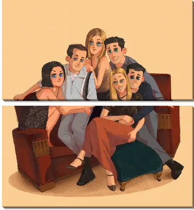 Модульная картина Друзья в обнимку