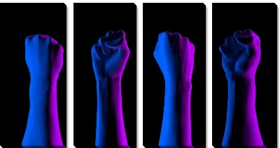 Модульная картина Неоновый кулаки