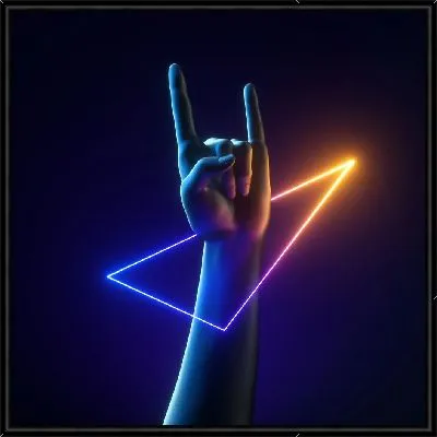 Картина Рок жест в неоновом треугольнике