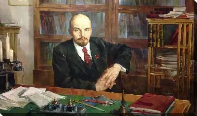 Картина маслом Ленин в рабочем кабинете