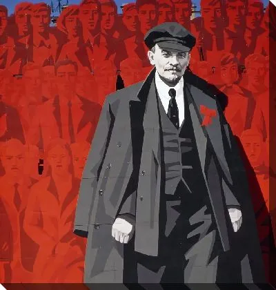 Постер Ленин на фоне красной толпы